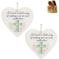 thumbnail image 1 of A Friend is God's Way Religious Ornament, 2pc Handcrafted Ocean-Inspired Pendant, Heart Shaped Cross Friendship ,Heart Acrylic Hanging Decorations, Birthday Christian Gifts for Best Friend Women, 1 of 6