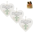 thumbnail image 1 of A Friend is God's Way Religious Ornament, 3pc Handcrafted Ocean-Inspired Pendant, Heart Shaped Cross Friendship ,Heart Acrylic Hanging Decorations, Birthday Christian Gifts for Best Friend Women, 1 of 5