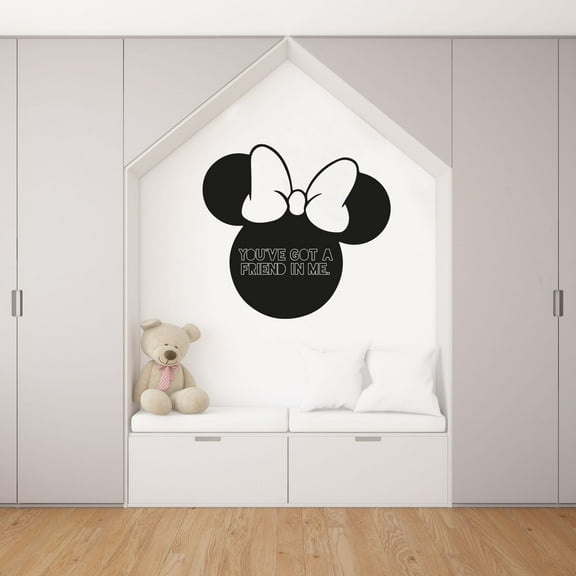 Friend In Me Minnie Mouse Quote Disney Cartoon Quotes Wall Sticker Art Decal for Girls Boys Room Bedroom Nursery Kindergarten House Fun Home Decor Stickers Wall Art Vinyl Decoration Size (30x30 inch)