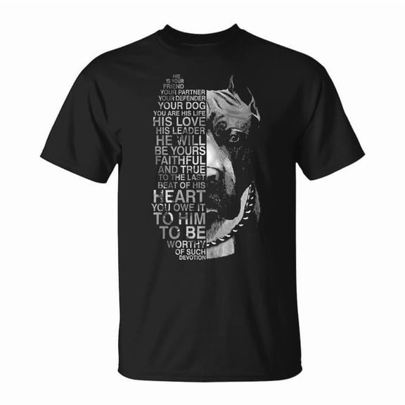 He Is Your Friend Your Partner Your Dog Pitbull Graphic Tee Unisex Adult Cotton – Sentimental Dog Lover Shirt for Men and Women, Casual Everyday Wear, Size M, Color Black