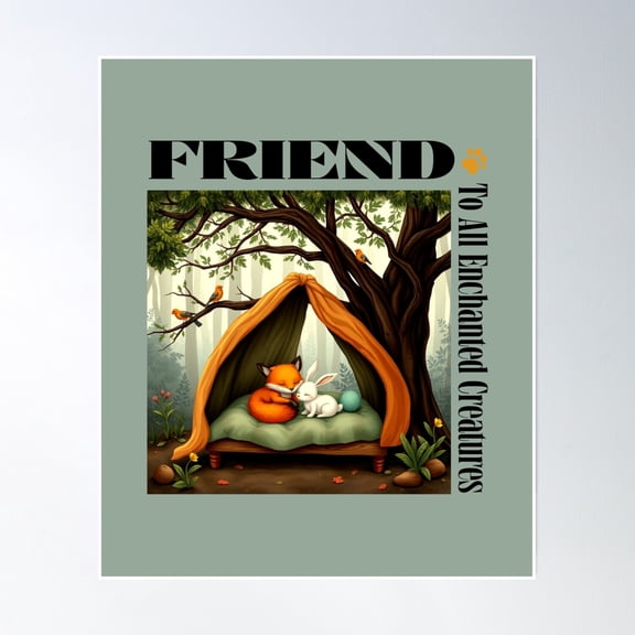 Friend To All Enchanted Creatures Enchanted Poster Wall Art, Modern Wall Decor, 12x18 UNFRAMED
