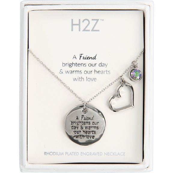 Friend Vitrail Light Crystal - 16.5"-20.5" Engraved Rhodium Plated Austrian Element Necklace