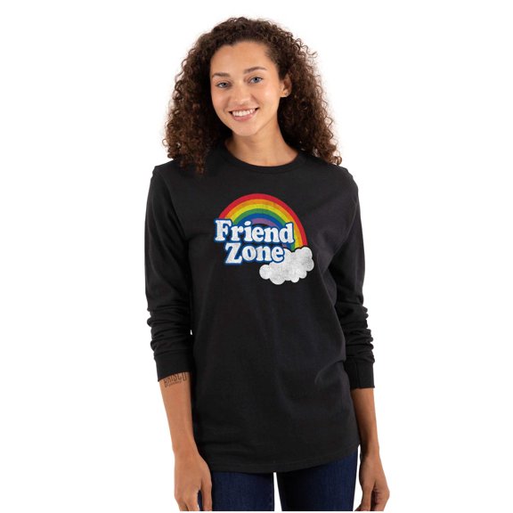 Friend Zone Funny LGBTQ Cute Rainbow Women Plus Size Long Sleeve Graphic Tee Brisco Brands 3X
