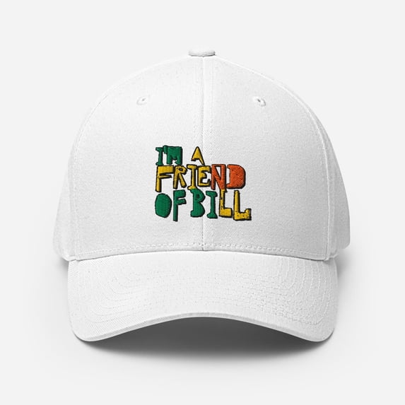 Friend of Bill White font 4-sided print AA slogans sayings One Day at a Time No Matter What Flexfit Cap Recovery Hat (White, S/M)