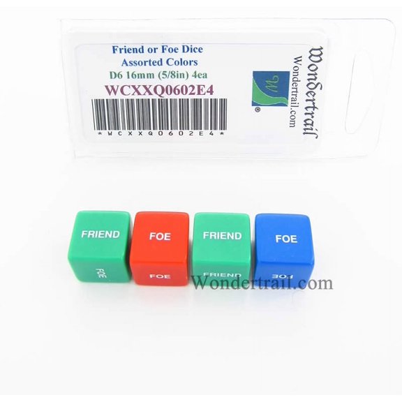 Friend or Foe Assorted Colors 16mm (5/8in) D6 Dice Pack of 4 Wondertrail