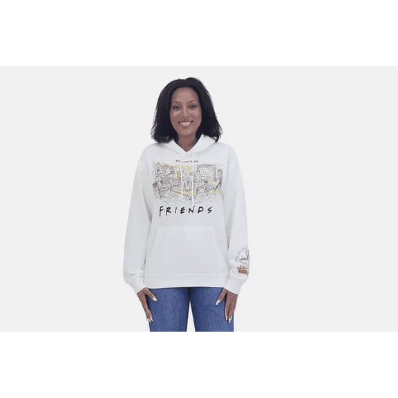 Friends Women’s Pullover Hoodie, Long Sleeve Graphic Hooded Sweatshirt, Sizes XS-XL