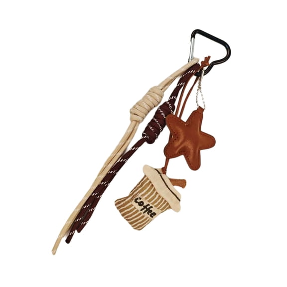 Friendly Alloy Polyester Coffee Cup Keychain Pendant Multi Purpose Charm for Adults Fashion Decoration