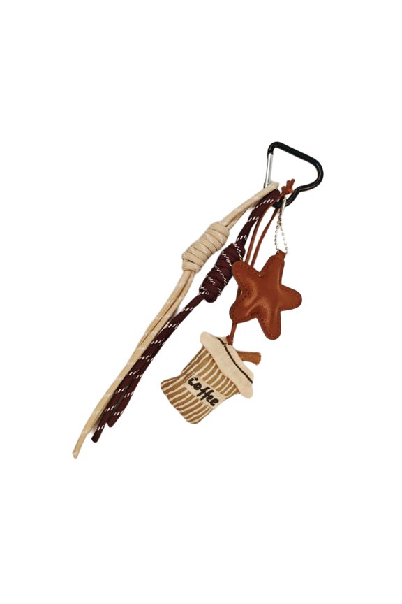 Friendly Alloy Polyester Coffee Cup Keychain Pendant Multi Purpose Charm for Adults Fashion Decoration