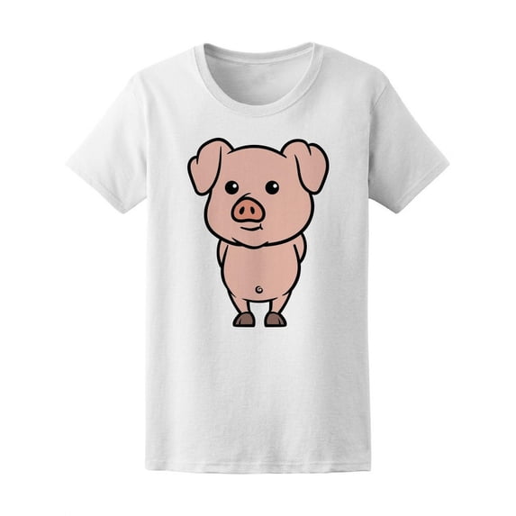 Friendly And Cute Cartoon Pig T-Shirt Women -Image by Shutterstock, Female Medium