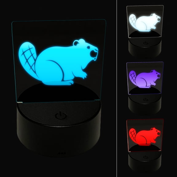 Friendly Beaver Buddy LED Night Light Sign 3D Illusion Desk Nightstand Lamp