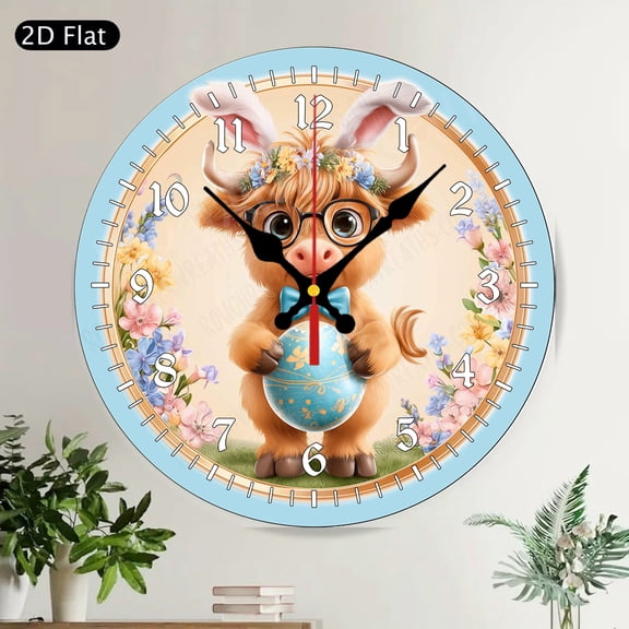 Friendly Cartoon Yeti Abominable Snowman Round Wall Clock Silent Non Ticking Kids Room Winter Decor