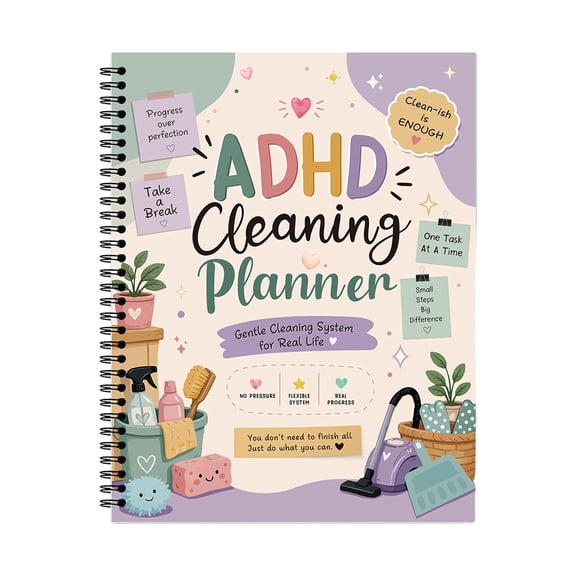 Friendly Cleaning Schedule Annual Household Checklist Planner Home Organization Routine Workbook Minimalist Dotted Leather 8x11 Recycled Subjects Spiral Top Hard Cover Bound Sketchbook 6x8 Notebooks