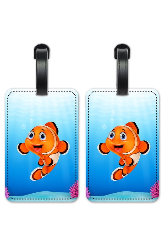 Friendly Clown Fish - Luggage ID Tags / Suitcase Identification Cards - Set of 2