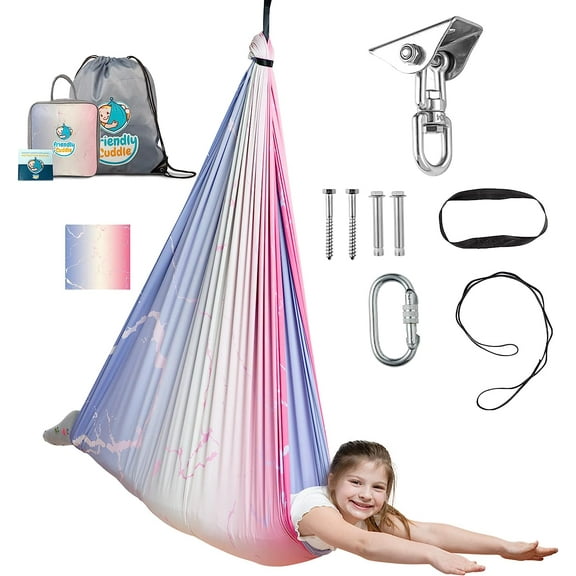 Friendly Cuddle Sensory Swing for Kids & Adults Cocoon Hammock, Pink and Purple