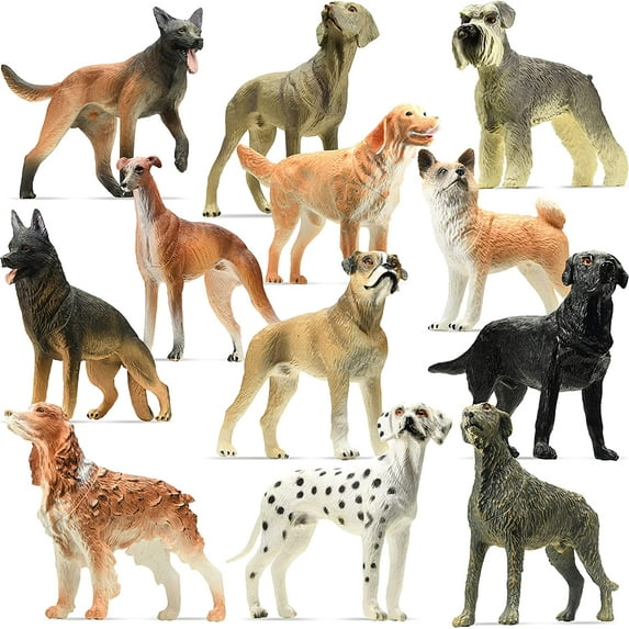 StarGo Small Plastic Puppy Dog Figurines - Set of 12 Realistic Breeds for Kids, Educational Play, Ages 3+