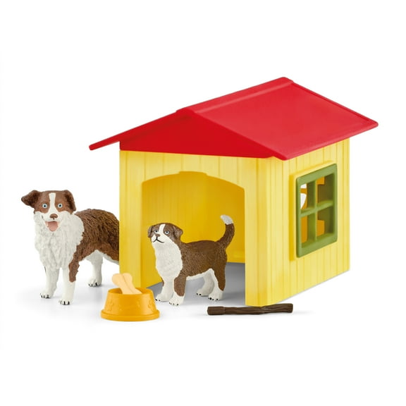 Schleich Farm World 6pc- Dog & Puppy Figurine Playset - Detailed & Durable Dog & Puppy Toy Playset with Dog House - Fun & Educational Play for Boys & Girls - Kids Ages 3+