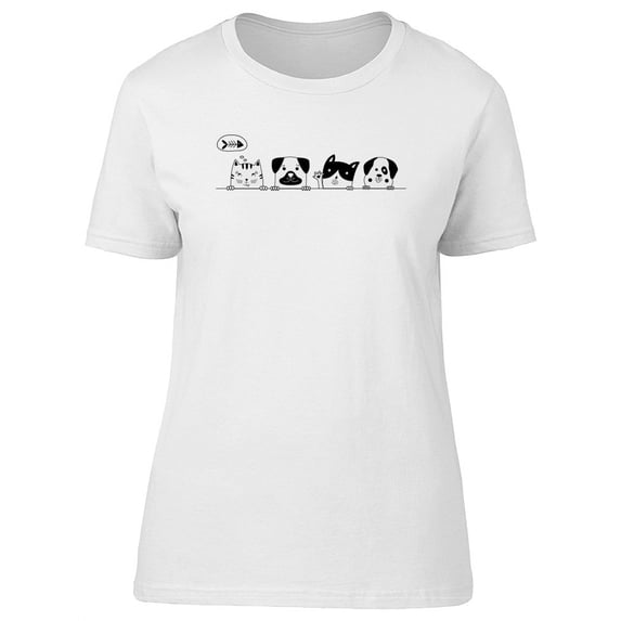 Friendly Dogs And Cats T-Shirt Women -Image by Shutterstock, Female x-Large
