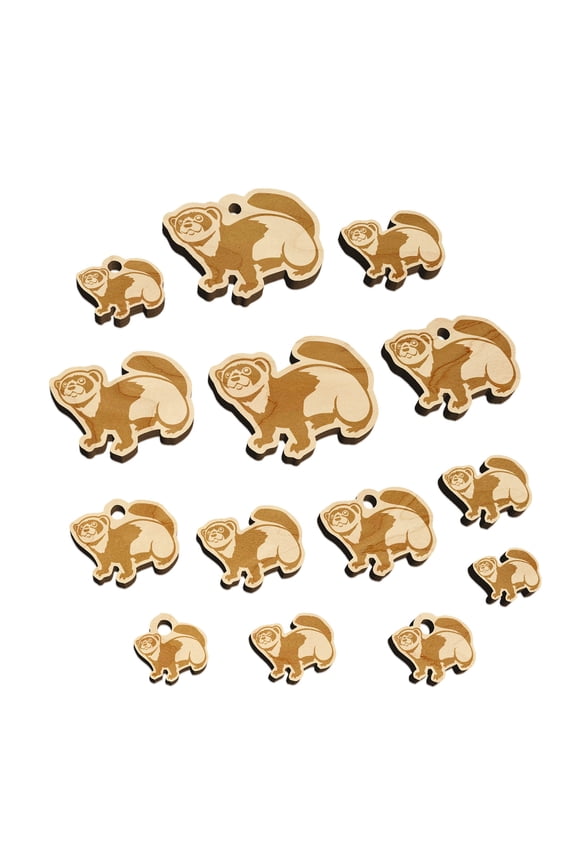 Friendly Ferret Wood Mini Charms Shapes DIY Craft Jewelry - With Hole - 16mm (22pcs)