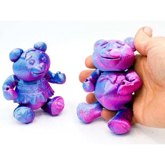 Clever Contraption Friendly Fidget Teddy Bear Set – Articulated Boy & Girl Stress Relief Toys