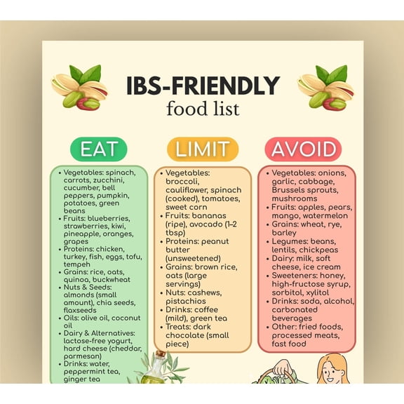 Friendly Food List Poster, Low Calorie Diet Table, Nutrition Guide Poster