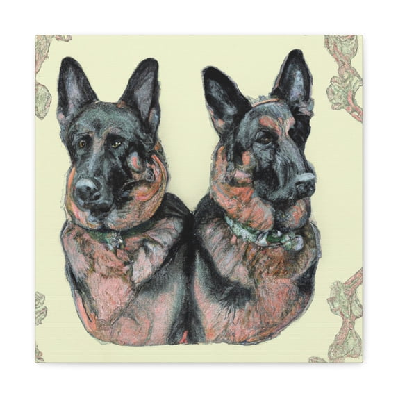 "Friendly German Shepherd Pair" - Canvas