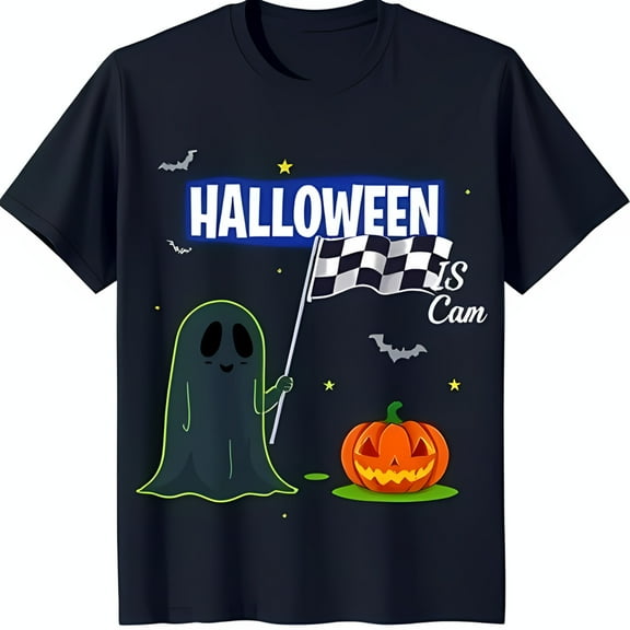 Friendly Ghost Halloween T-Shirt with O & Spooky Design for Halloween Fun