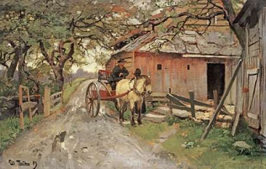 Friendly Gossips Canvas Art - Fritz Thaulow (24 x 36)