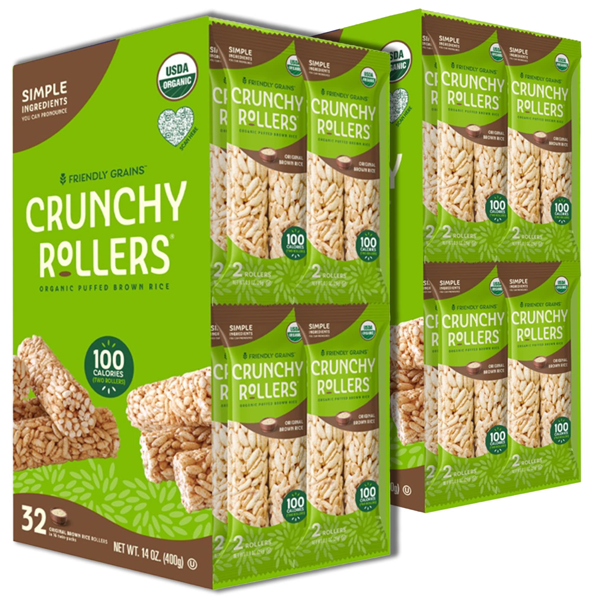 Friendly Grains Crunchy Rollers (2 Boxes) Organic Rice Snacks