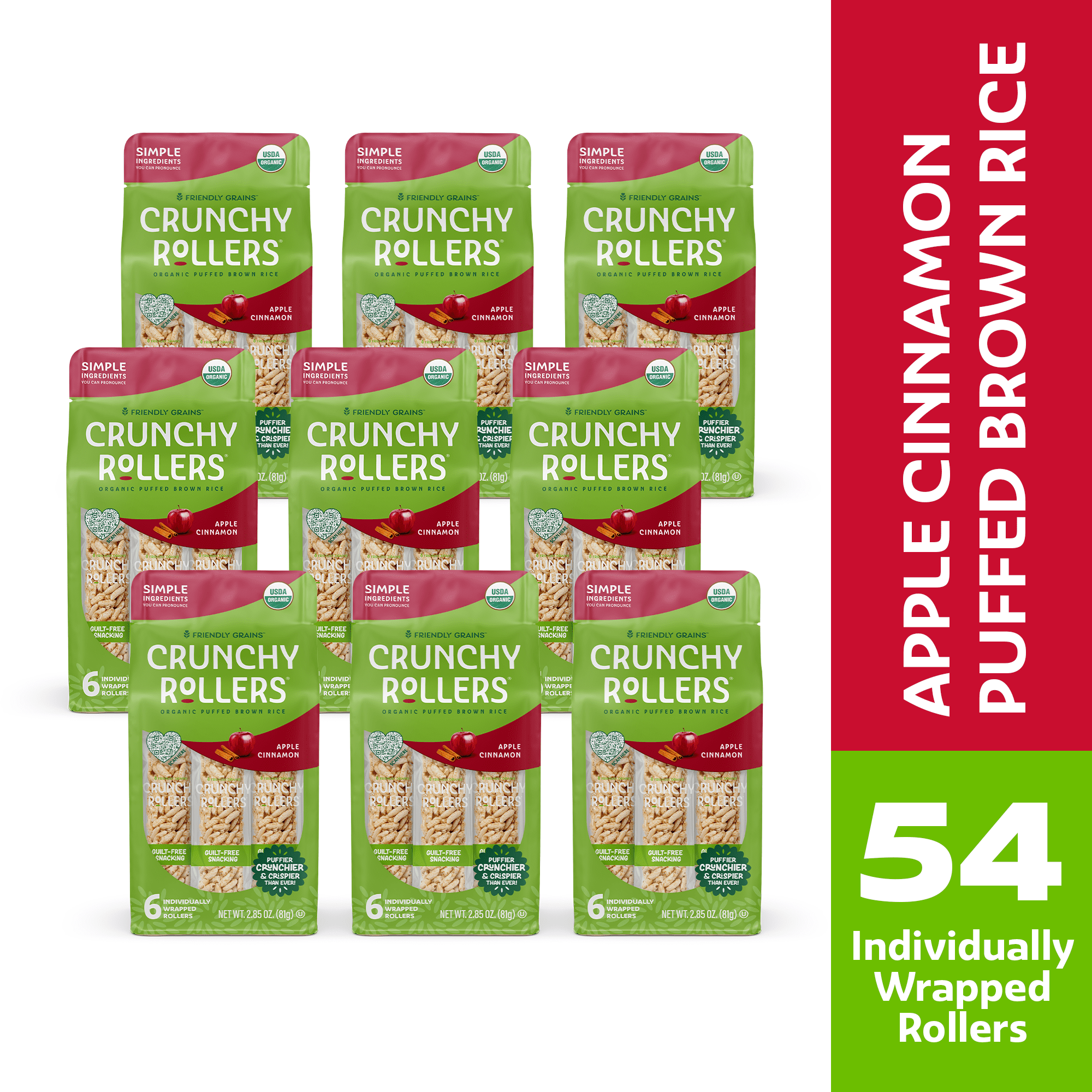 Friendly Grains Apple Cinnamon Puffed Rice Rollers - 9 Pack - Walmart.com