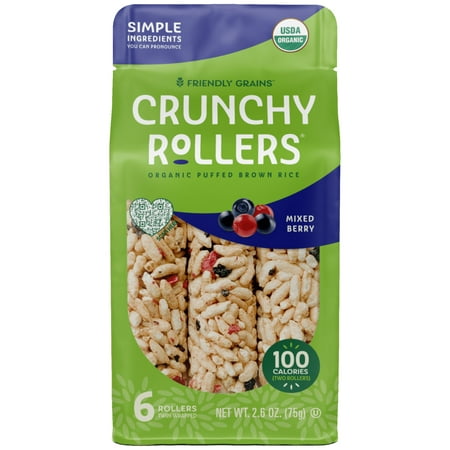 Friendly Grains Crunchy Rollers, Mixed Berry - 2.6 oz