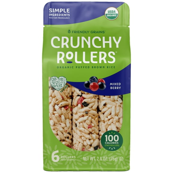 Friendly Grains Crunchy Rollers, Mixed Berry - 2.6 oz.
