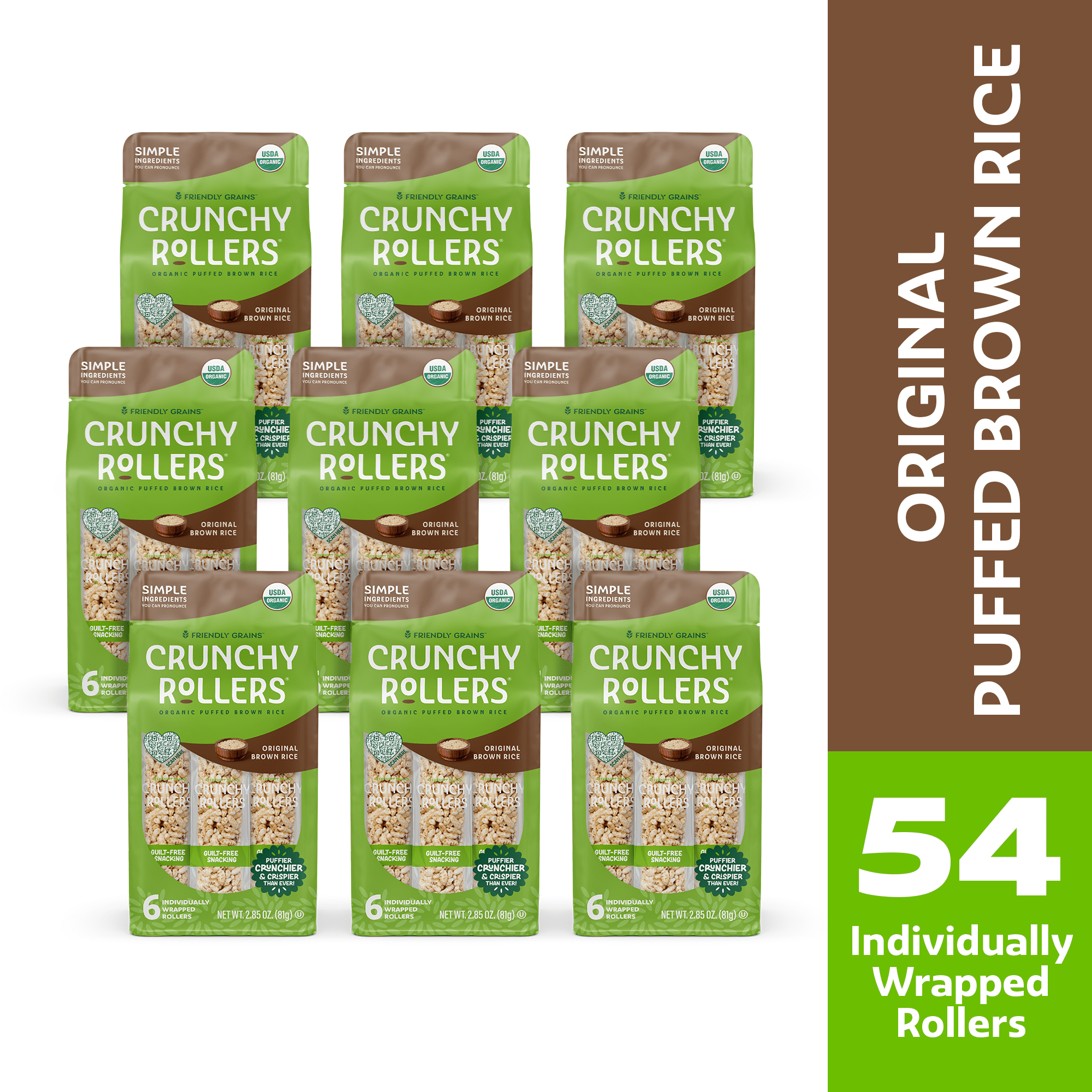 Friendly Grains Crunchy Rollers Original Brown Rice Allergen-Free Gluten-Free 9 Pack 2.85 oz