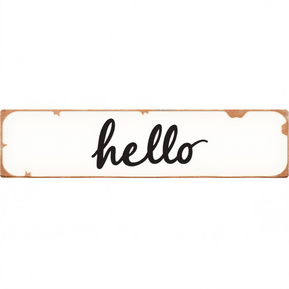 Friendly Greeting Tin Sign 16x4 Inch Hello Design - Ideal for Porch, Living Room, Outdoor Beachy Decor