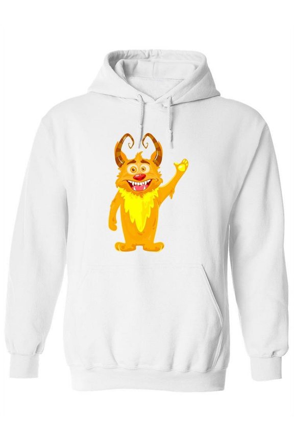 Friendly Happy Monster Hoodie Women - Women Hoodie, White, Large