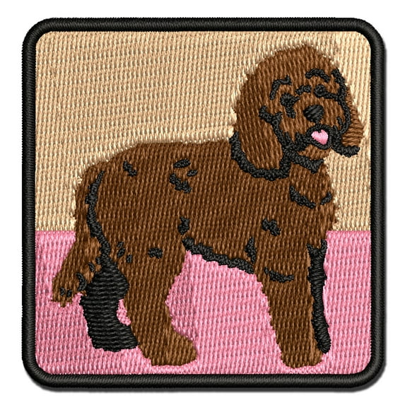 Friendly Labradoodle Pet Dog Applique Multi-Color Embroidered Hook & Loop Patch - 2.0 Inch Mini