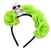 Friendly Plastic Skull Headband with Simulated Flowers Costume Accessories For Halloween Party Headwear