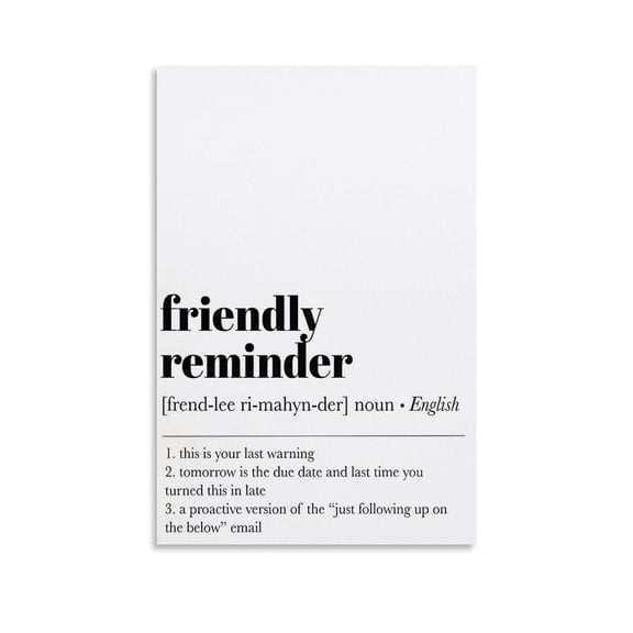 Friendly Reminder Definition Print Purposeful Living Posters Confidence Boosting Decor Inspirational Wall Art for Bedroom Motivational Wall Art Inspirational Quote Poster