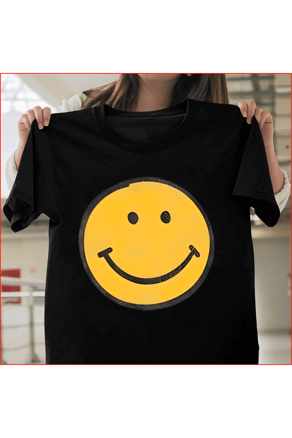 Friendly Smiley Cartoon Bright Positive Vibes H174 V70295 Premium Unisex Tee – Extended Sizes Up to 5XL