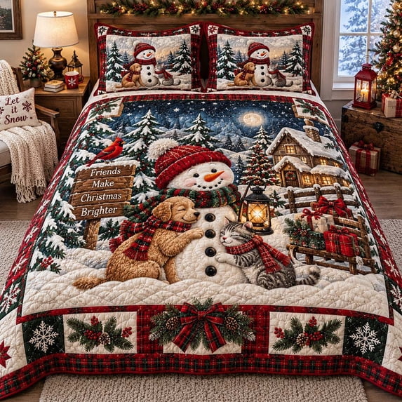 Friendly Snowman 3-Piece Quilted Bedding Set - Walmart.com