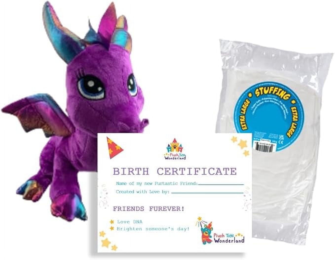 New Friendly The Baby Dragon 16 Inch Plush Kit with Stuffing Birth Certificate No Sewing Required DIY Stuffed Animal Toy for Kids Soft Dragon Plushie Perfect Gift for Boys and
