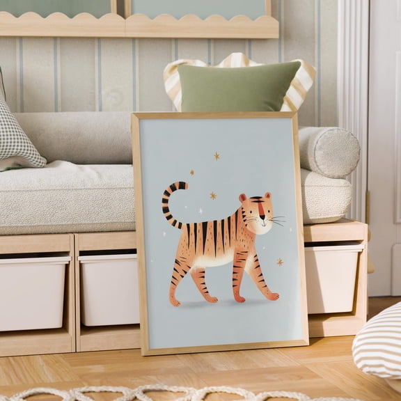 Friendly Tiger Print, Safari Nursery Wall Art, Unframed Paper Poster 24x36in