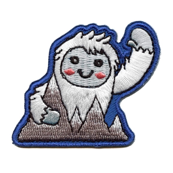 Friendly Yeti Waving Patch Legend Creature Tundra Embroidered Iron On