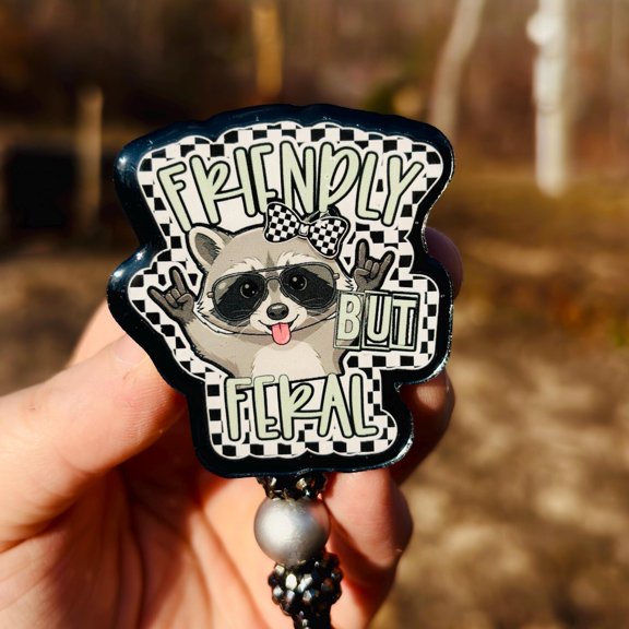 Friendly but Feral Raccoon Badge Reel