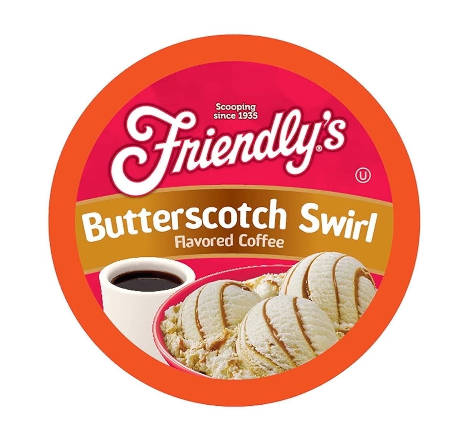 Friendlys Butterscotch Swirl Ice Cream Flavored Coffee Pods Made with Premium Coffee Beans, 40 Ct