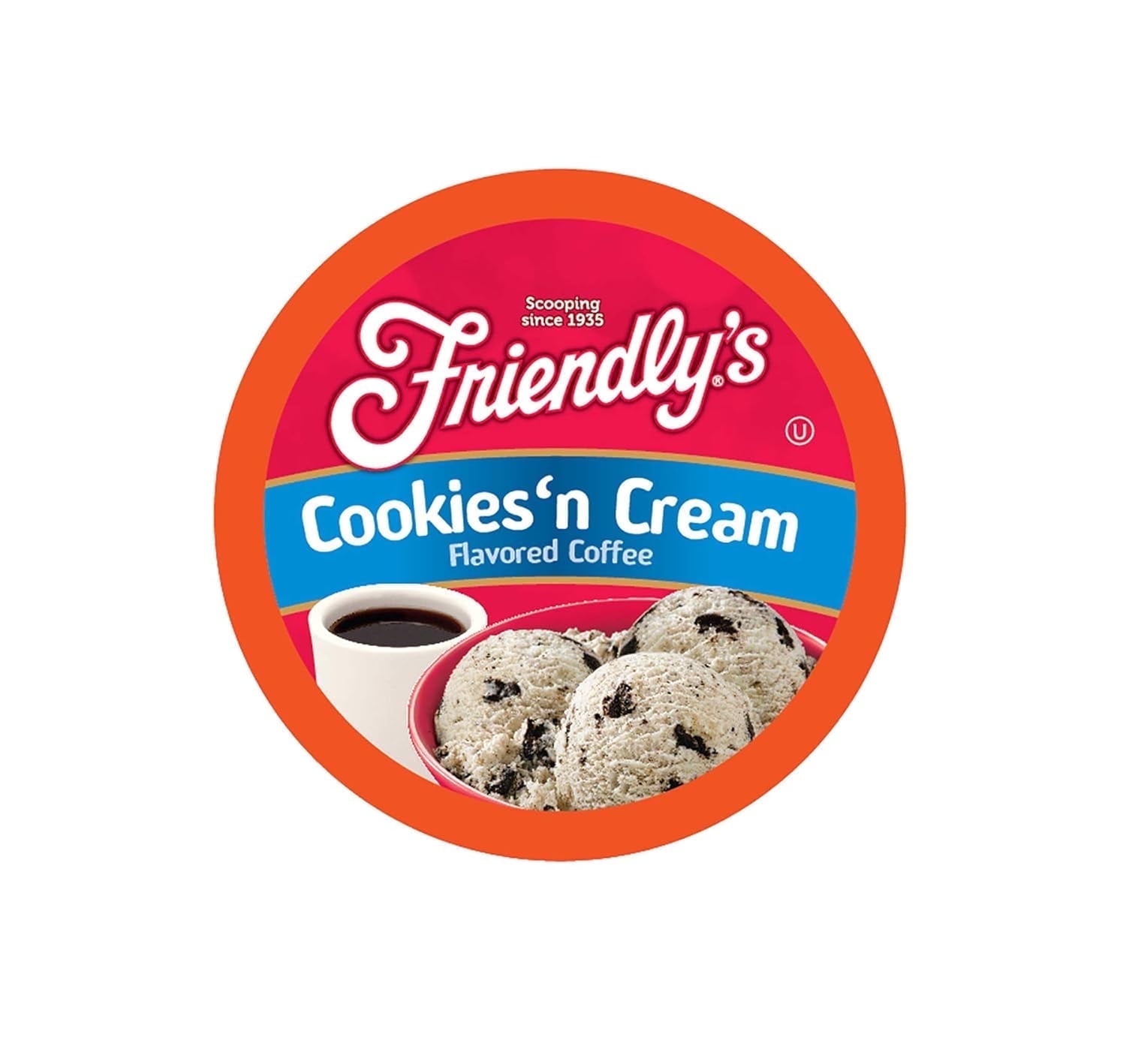 Friendly's Chocolate and Vanilla Flavored Coffee Pods for Keurig K Cup Brewers, Cookies & Cream, 40 Count