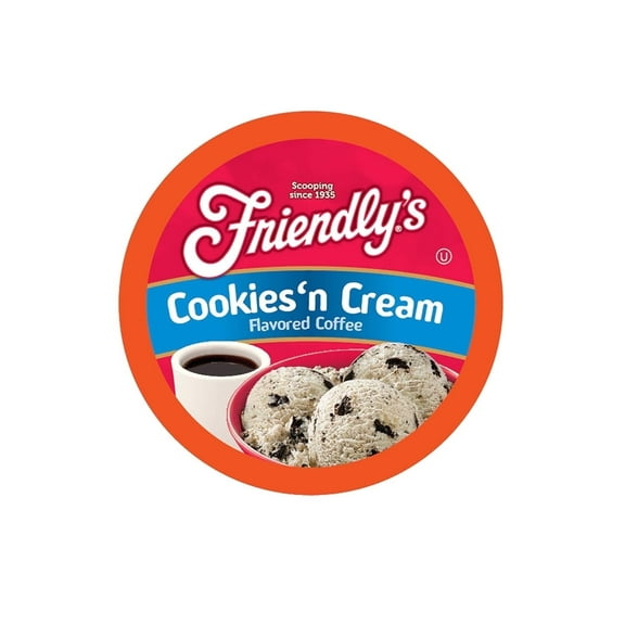 Friendly's Chocolate and Vanilla Flavored Coffee Pods for Keurig K Cup Brewers, Cookies & Cream, 40 Count