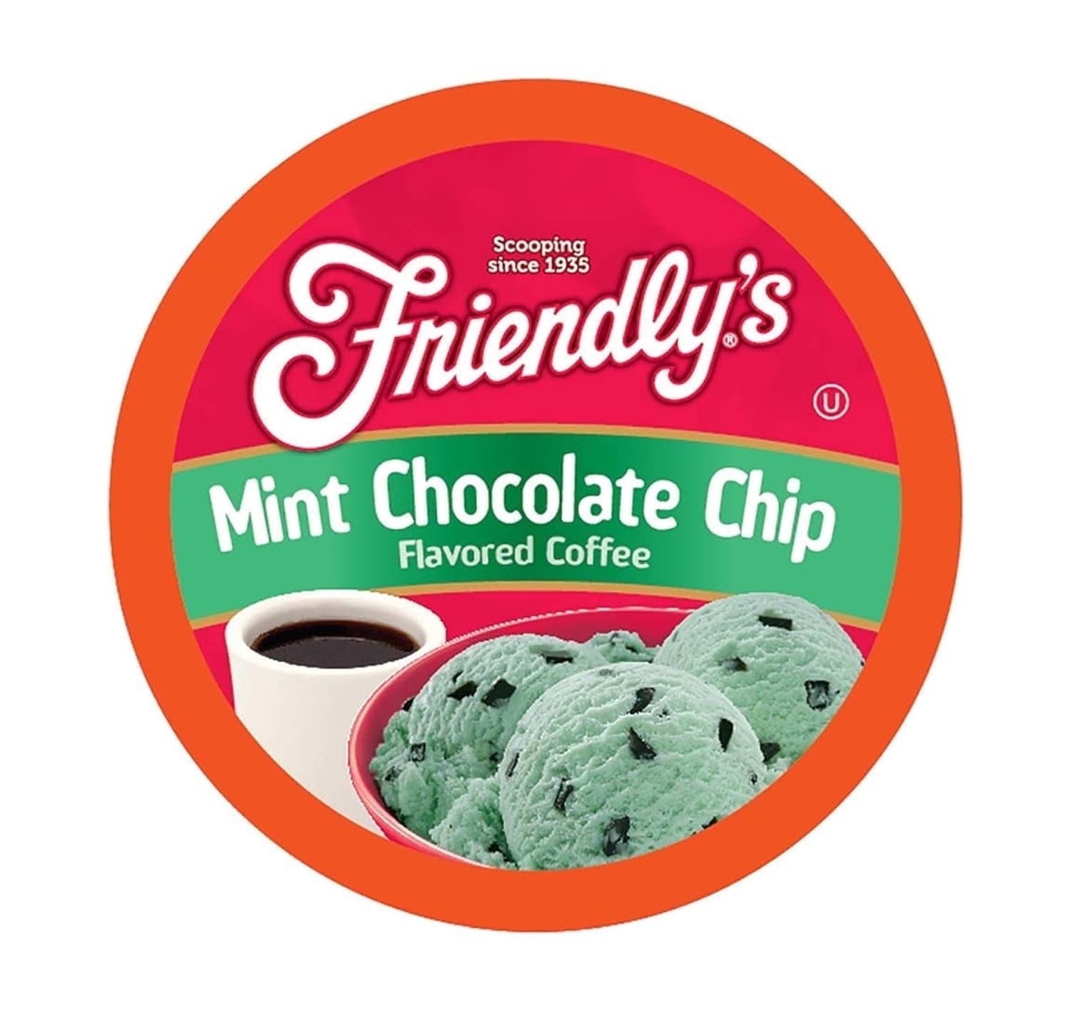 Friendlys Mint Chocolate Chip Ice Cream Flavored Coffee Pods Made with Premium Coffee Beans, 40 Ct