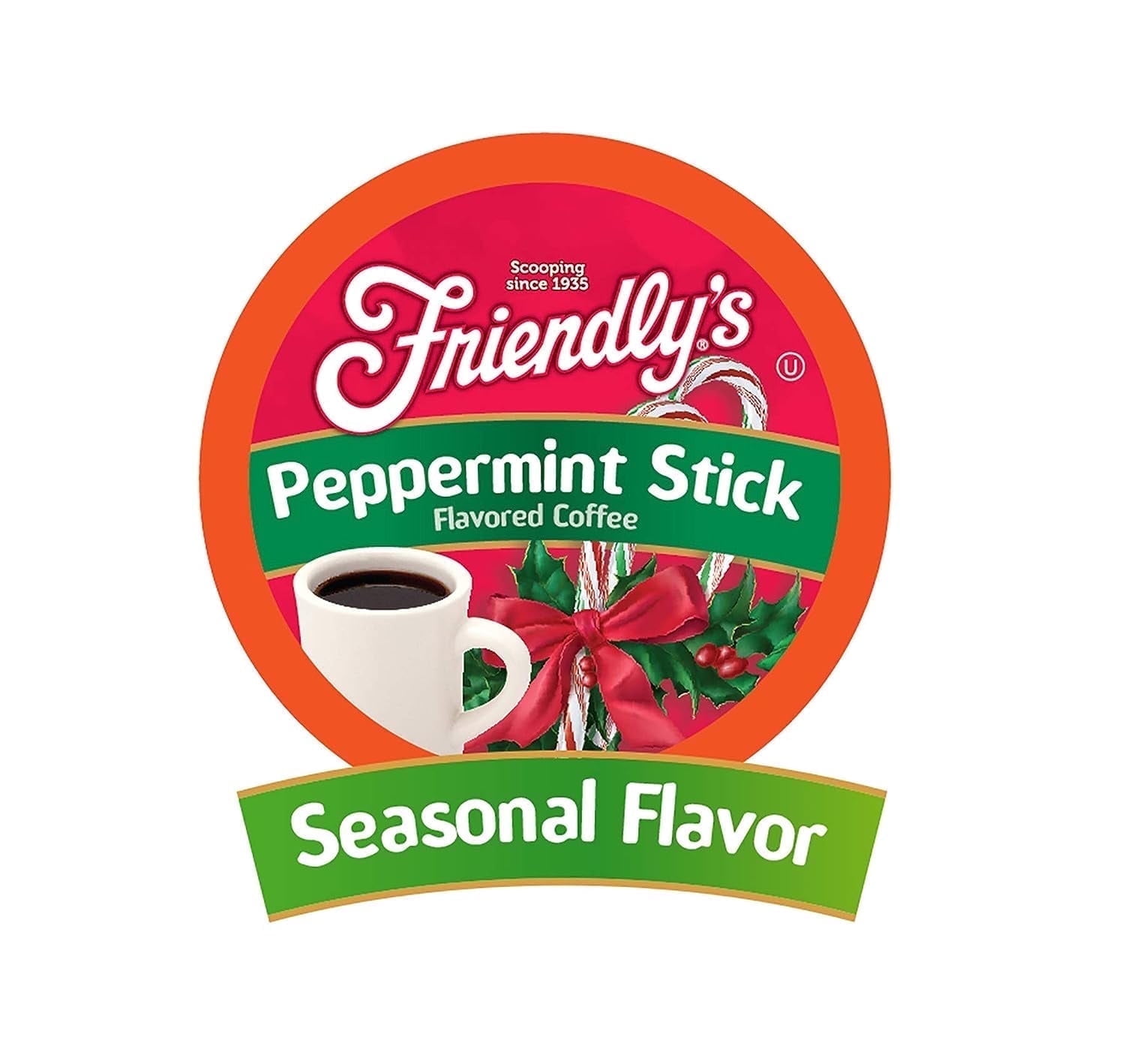 Friendly's Peppermint Flavored Coffee Pods for Keurig K Cup Brewers, Peppermint Stick ,40 Count