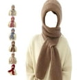 thumbnail image 1 of Friendlyk Winter Versatile Knitted Hooded Scarf 2 in 1 Stretchy Soft Thick Knitted Winter Hat Windproof Warm Scarfs Cap for Cold Weather Use, 1 of 7