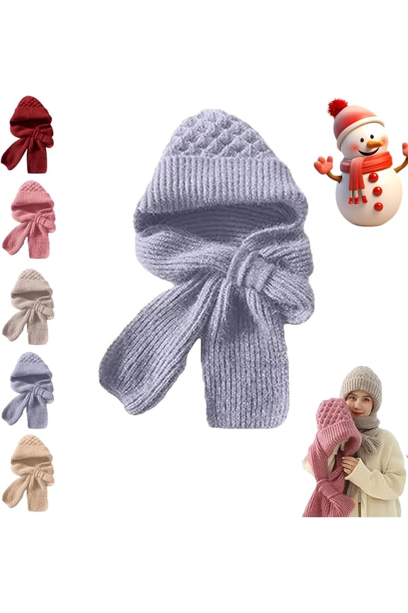 Friendlyk Winter Versatile Knitted Hooded Scarf, Hooded Scarf for Women, Hat with Scarfs Attached